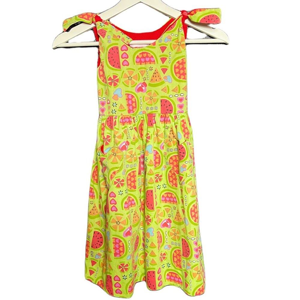 Grannie Annie Little Girls Watermelon Print Tie Sleeve Dress Large